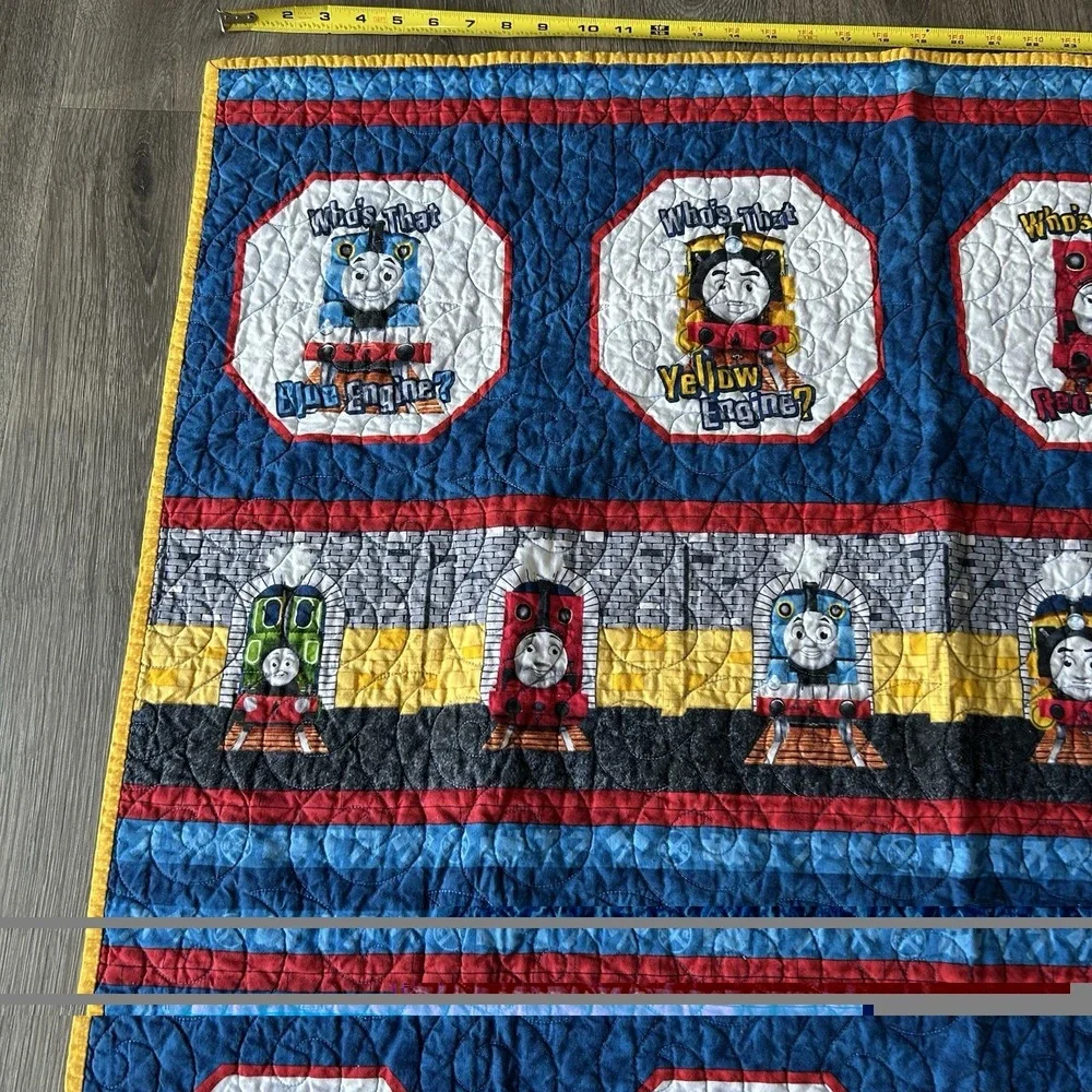 Thomas Tank Engine Train Baby Toddler Blanket Comforter Quilt 37x42 Vintage GUC